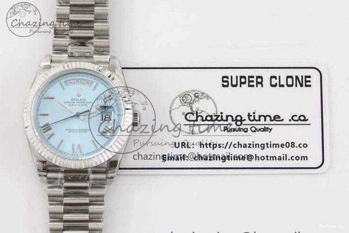 1230 Soft Day Date 40mm SS 904L Steel TWF 1:1 Best Edition Ice Blue Roman Dial on SS Bracelet A 2359